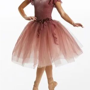 Weissman Dance Costume “Dreamer” 14934 in Rosewood Adult Medium, with hairpiece
